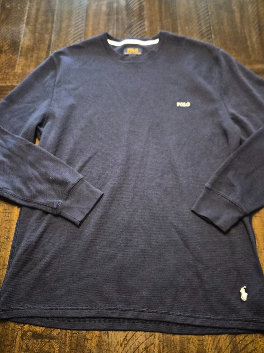 Polo Ralph Lauren Pajama Top Mens Size XL Blue Thermal Waffle Long Sleeve G189